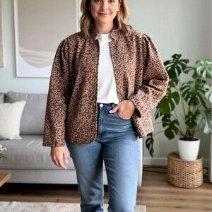 Something Navy Leopard Print Reversible Jacket Size XS